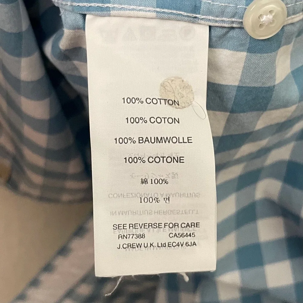 J. Crew‎ Shirt Mens Large Classic Gingham Check Button Down Cotton Lightweight